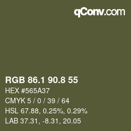 カラーコード: RGB 86.1 90.8 55 | qconv.com