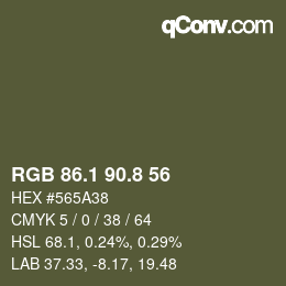 カラーコード: RGB 86.1 90.8 56 | qconv.com
