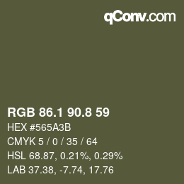 Color code: RGB 86.1 90.8 59 | qconv.com