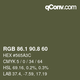 カラーコード: RGB 86.1 90.8 60 | qconv.com