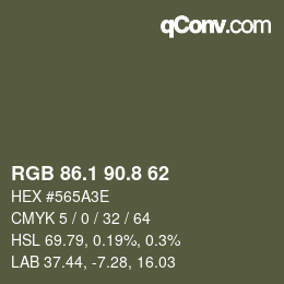Farbcode: RGB 86.1 90.8 62 | qconv.com