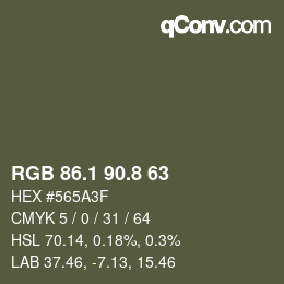 カラーコード: RGB 86.1 90.8 63 | qconv.com