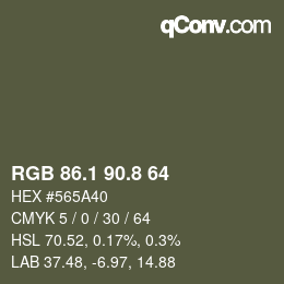 Color code: RGB 86.1 90.8 64 | qconv.com