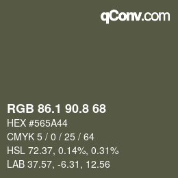 Color code: RGB 86.1 90.8 68 | qconv.com