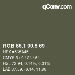 Color code: RGB 86.1 90.8 69 | qconv.com