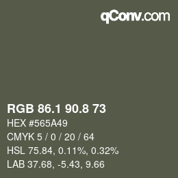 Color code: RGB 86.1 90.8 73 | qconv.com