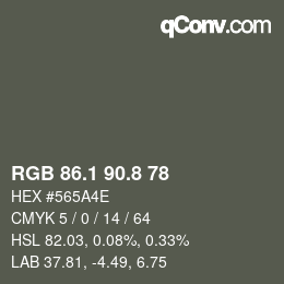 Color code: RGB 86.1 90.8 78 | qconv.com