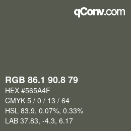 Color code: RGB 86.1 90.8 79 | qconv.com