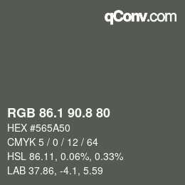 カラーコード: RGB 86.1 90.8 80 | qconv.com