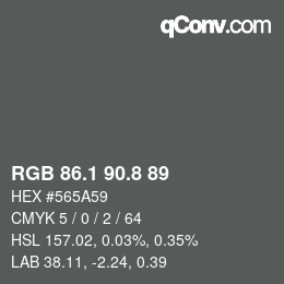 Color code: RGB 86.1 90.8 89 | qconv.com
