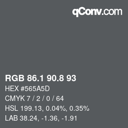 Color code: RGB 86.1 90.8 93 | qconv.com
