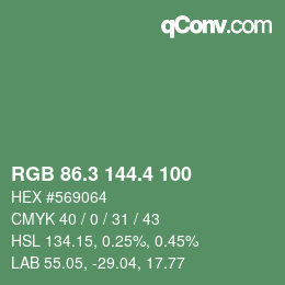 カラーコード: RGB 86.3 144.4 100 | qconv.com