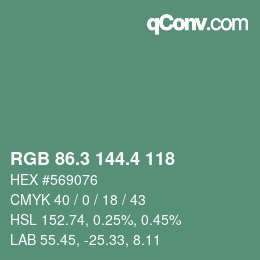 カラーコード: RGB 86.3 144.4 118 | qconv.com