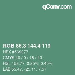カラーコード: RGB 86.3 144.4 119 | qconv.com