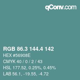 カラーコード: RGB 86.3 144.4 142 | qconv.com