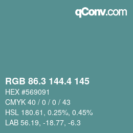 カラーコード: RGB 86.3 144.4 145 | qconv.com