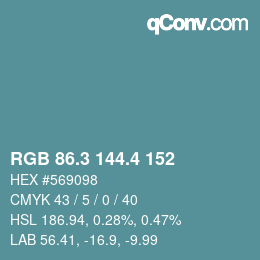カラーコード: RGB 86.3 144.4 152 | qconv.com