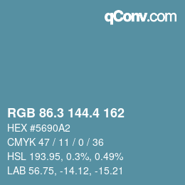カラーコード: RGB 86.3 144.4 162 | qconv.com
