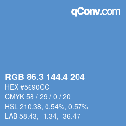 カラーコード: RGB 86.3 144.4 204 | qconv.com