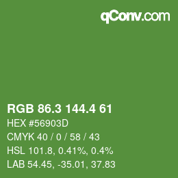 カラーコード: RGB 86.3 144.4 61 | qconv.com