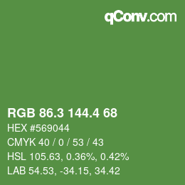 カラーコード: RGB 86.3 144.4 68 | qconv.com