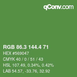 カラーコード: RGB 86.3 144.4 71 | qconv.com