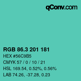 カラーコード: RGB 86.3 201 181 | qconv.com