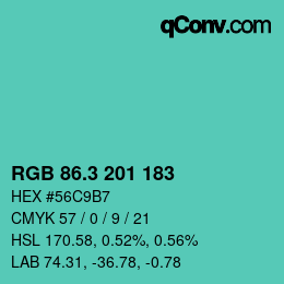カラーコード: RGB 86.3 201 183 | qconv.com