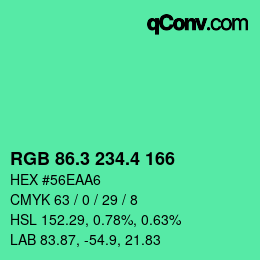 カラーコード: RGB 86.3 234.4 166 | qconv.com