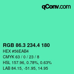 カラーコード: RGB 86.3 234.4 180 | qconv.com