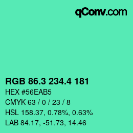 カラーコード: RGB 86.3 234.4 181 | qconv.com