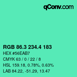 カラーコード: RGB 86.3 234.4 183 | qconv.com