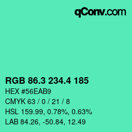 カラーコード: RGB 86.3 234.4 185 | qconv.com