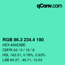 カラーコード: RGB 86.3 234.4 190 | qconv.com
