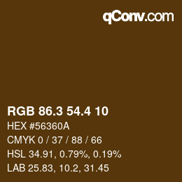 カラーコード: RGB 86.3 54.4 10 | qconv.com