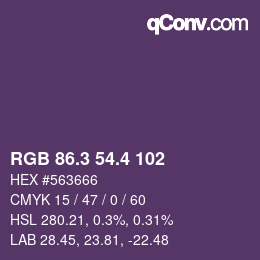 カラーコード: RGB 86.3 54.4 102 | qconv.com