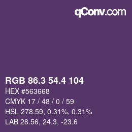 カラーコード: RGB 86.3 54.4 104 | qconv.com