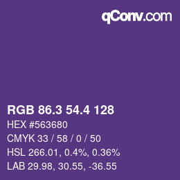 カラーコード: RGB 86.3 54.4 128 | qconv.com
