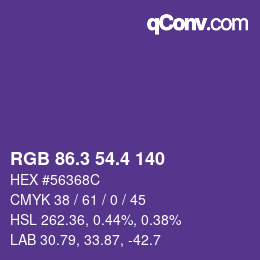 カラーコード: RGB 86.3 54.4 140 | qconv.com