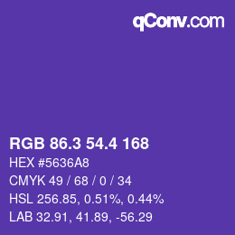 カラーコード: RGB 86.3 54.4 168 | qconv.com