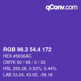 カラーコード: RGB 86.3 54.4 172 | qconv.com