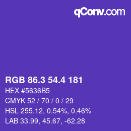 カラーコード: RGB 86.3 54.4 181 | qconv.com