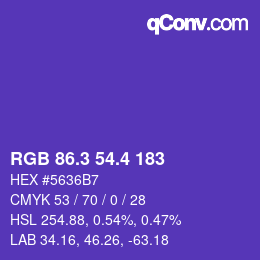 カラーコード: RGB 86.3 54.4 183 | qconv.com