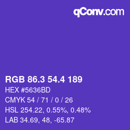 カラーコード: RGB 86.3 54.4 189 | qconv.com
