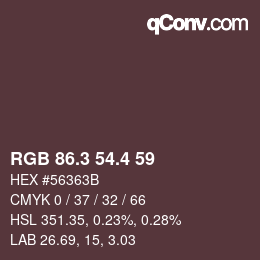 カラーコード: RGB 86.3 54.4 59 | qconv.com