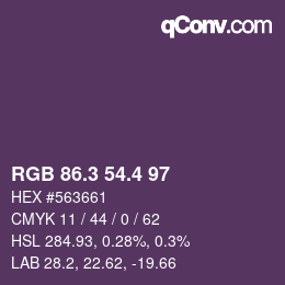 カラーコード: RGB 86.3 54.4 97 | qconv.com