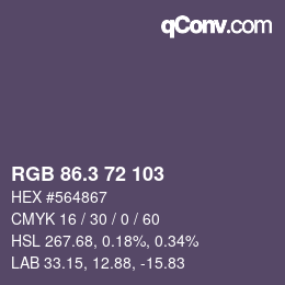 カラーコード: RGB 86.3 72 103 | qconv.com