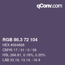 カラーコード: RGB 86.3 72 104 | qconv.com