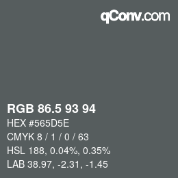 Color code: RGB 86.5 93 94 | qconv.com