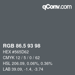 Color code: RGB 86.5 93 98 | qconv.com